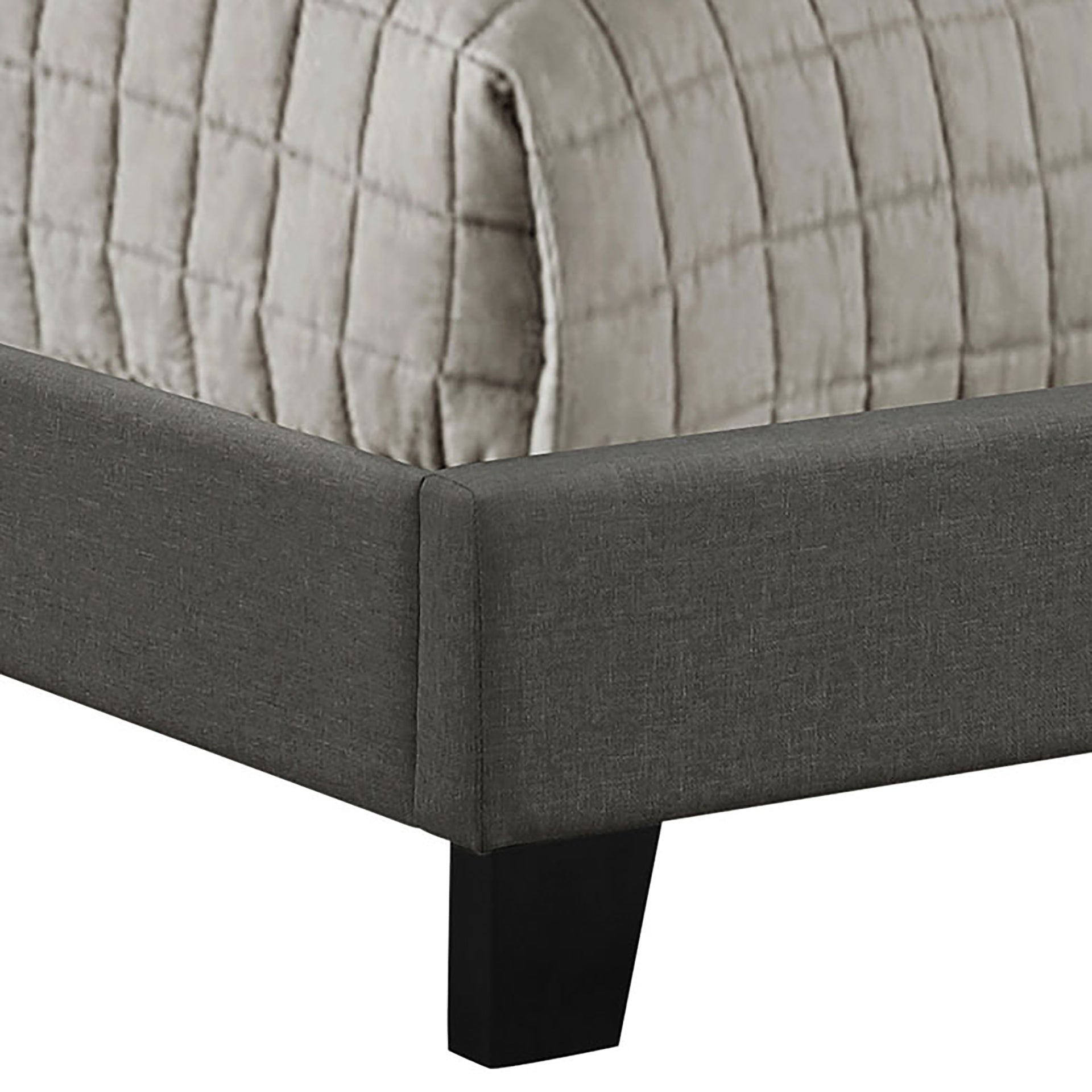 Charcoal Twin Bed with Nailhead Trim
