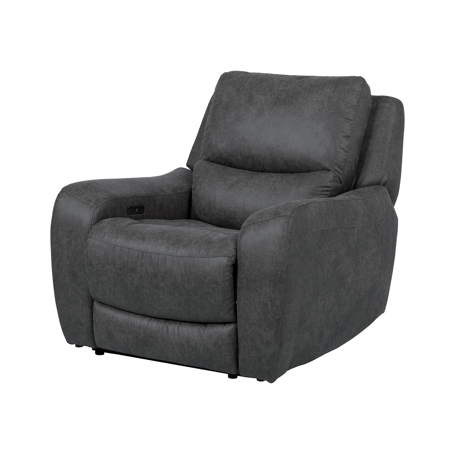 Contemporary Style Power Recliner Oversized Seat Track Arms Corner Blocked Hardwood frame High Density Foam Dark Gray Finish