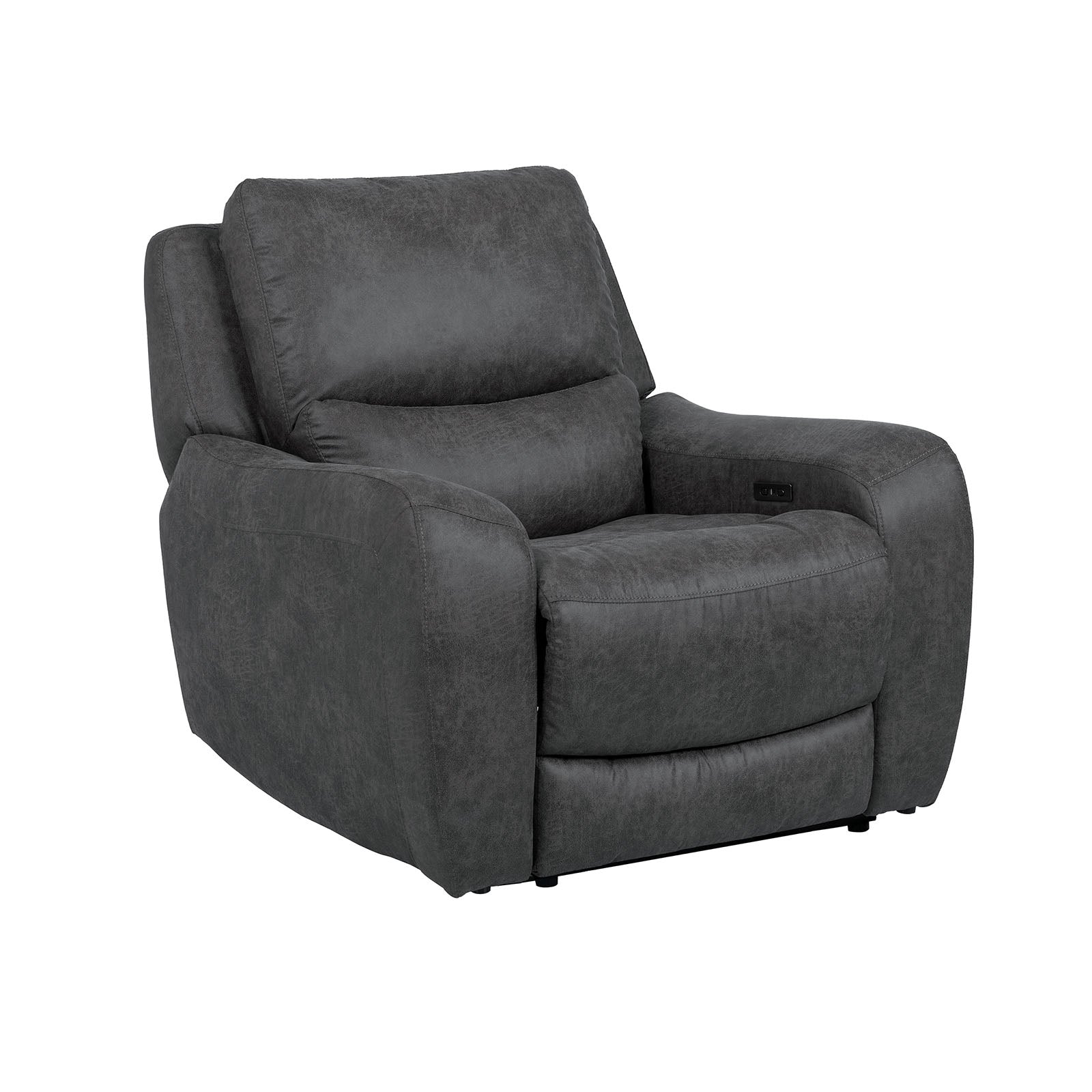 Contemporary Style Power Recliner Oversized Seat Track Arms Corner Blocked Hardwood frame High Density Foam Dark Gray Finish