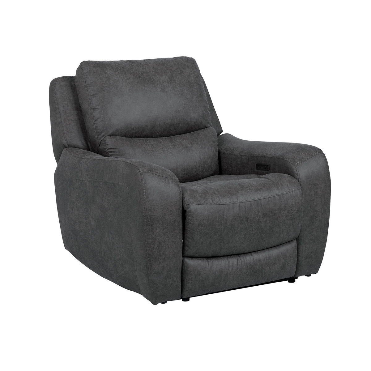 Contemporary Style Power Recliner Oversized Seat Track Arms Corner Blocked Hardwood frame High Density Foam Dark Gray Finish