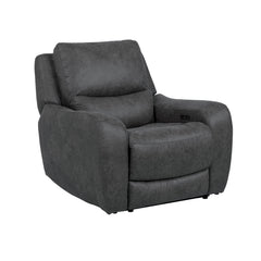 Contemporary Style Power Recliner Oversized Seat Track Arms Corner Blocked Hardwood frame High Density Foam Dark Gray Finish