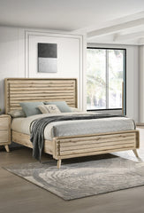 Mid-century-inspired 1pc King Size Panel Bed Slatted Headboard and Footboard Warm, Wood-inspired Finish Modern Retreat