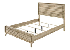 Mid-century-inspired 1pc King Size Panel Bed Slatted Headboard and Footboard Warm, Wood-inspired Finish Modern Retreat
