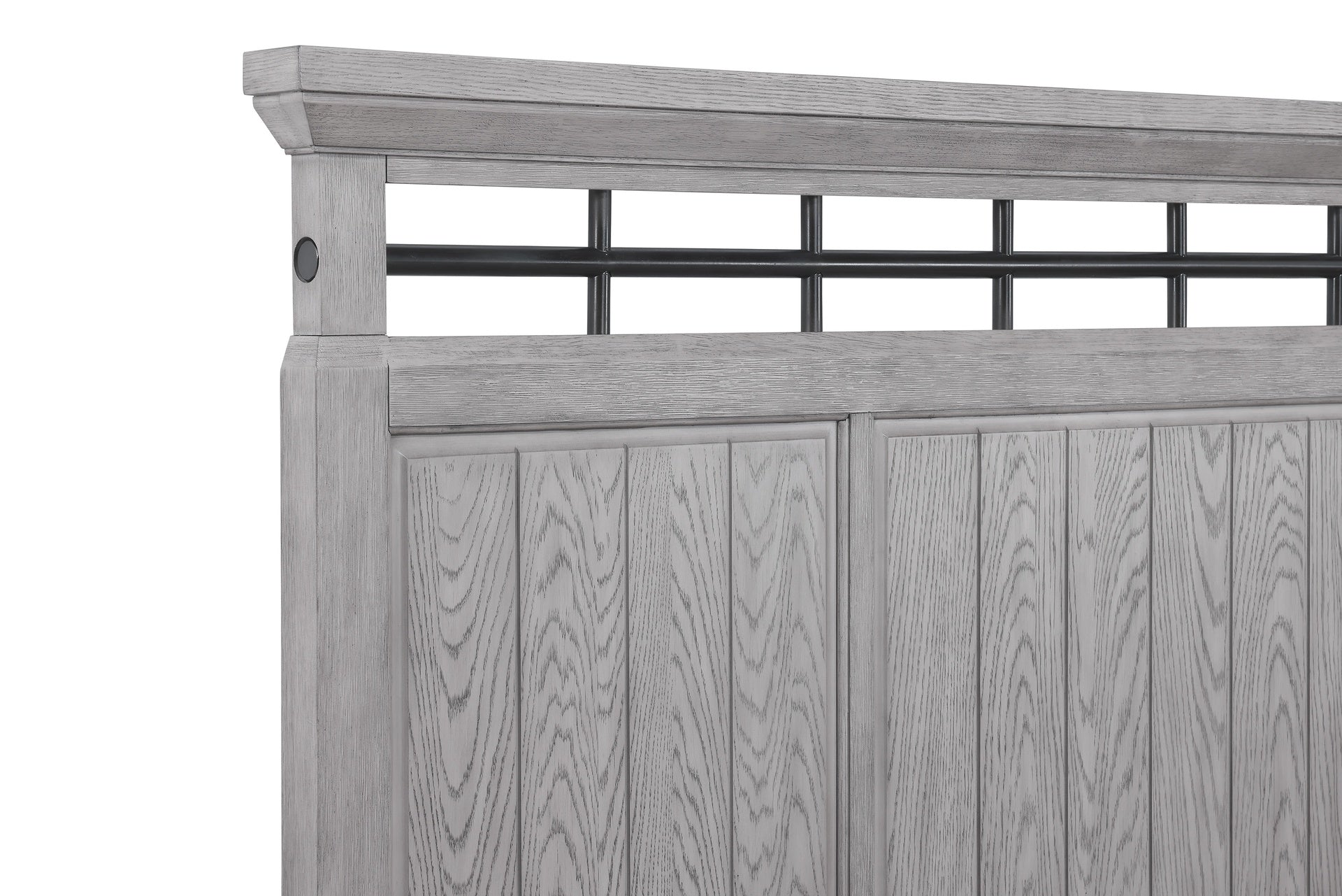 1pc Rustic Charm Footboard Bench Panel Queen Bed Soft Greige Natural Wood Grain Solid Wood