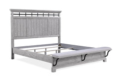 1pc Rustic Charm Footboard Bench Panel Queen Bed Soft Greige Natural Wood Grain Solid Wood