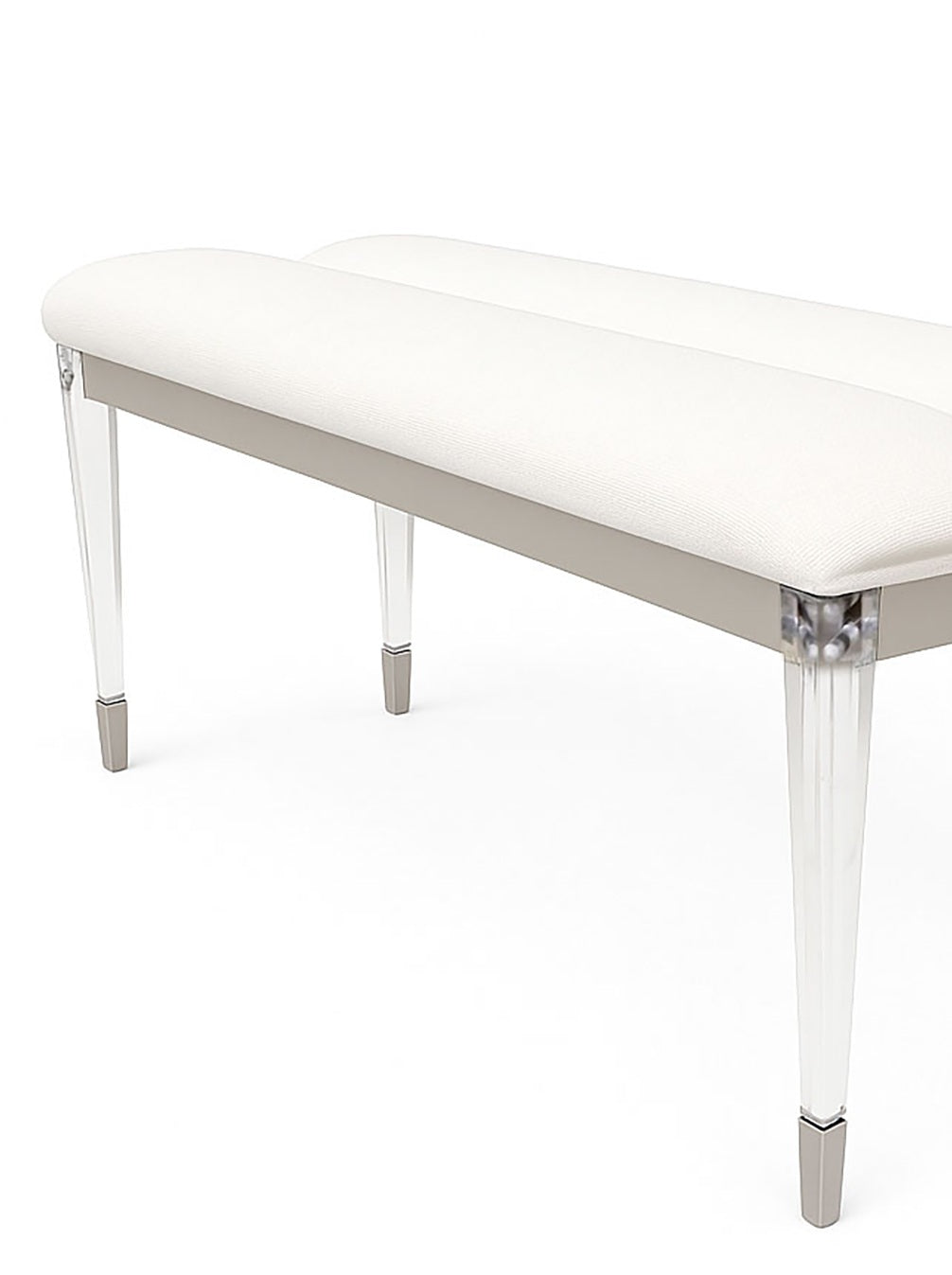 Contemporary Silver 1pc Bench Acrylic Legs Engineered Wood Bedroom Furniture Upholstered Seat Bench