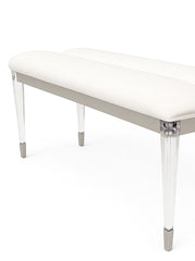 Contemporary Silver 1pc Bench Acrylic Legs Engineered Wood Bedroom Furniture Upholstered Seat Bench