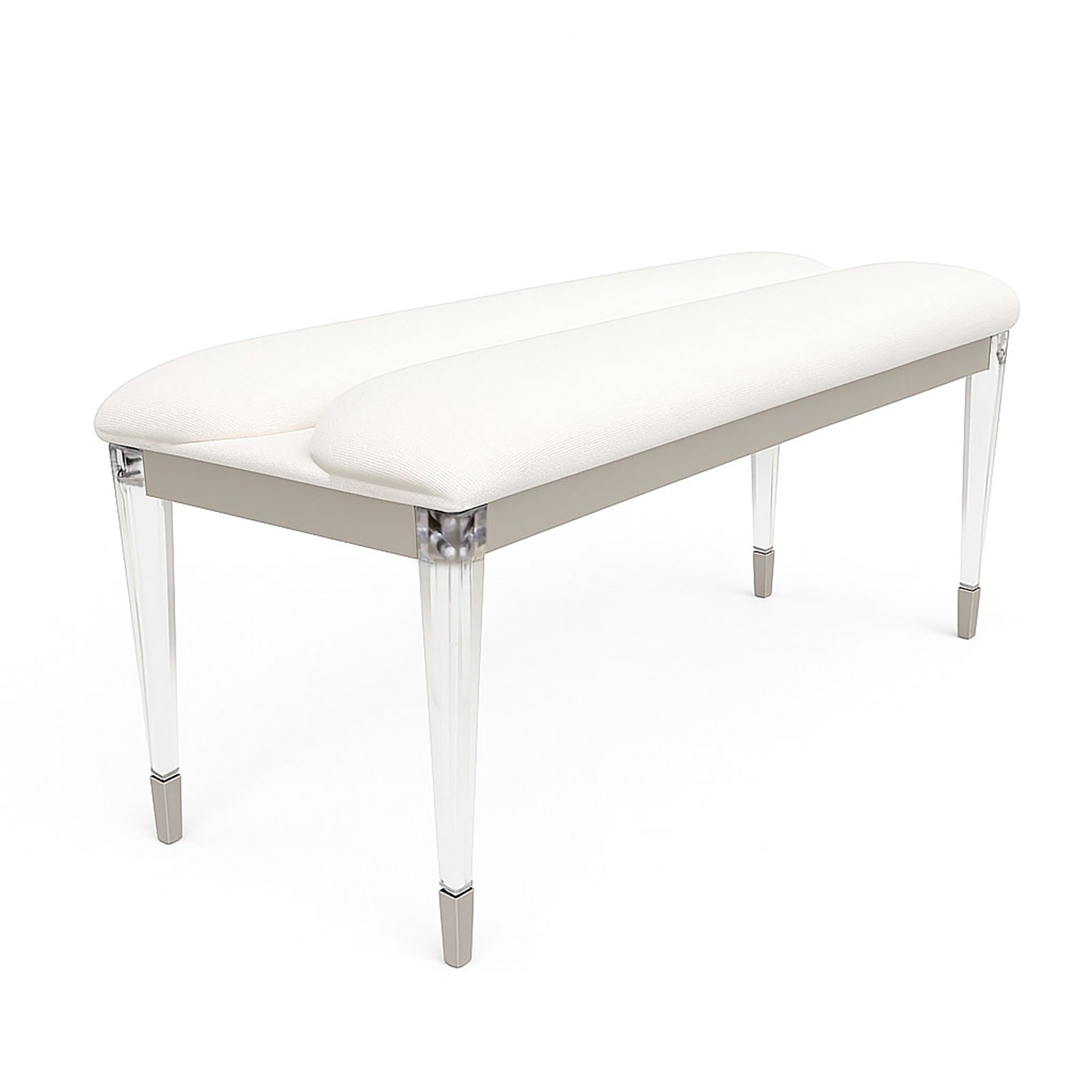 Contemporary Silver 1pc Bench Acrylic Legs Engineered Wood Bedroom Furniture Upholstered Seat Bench