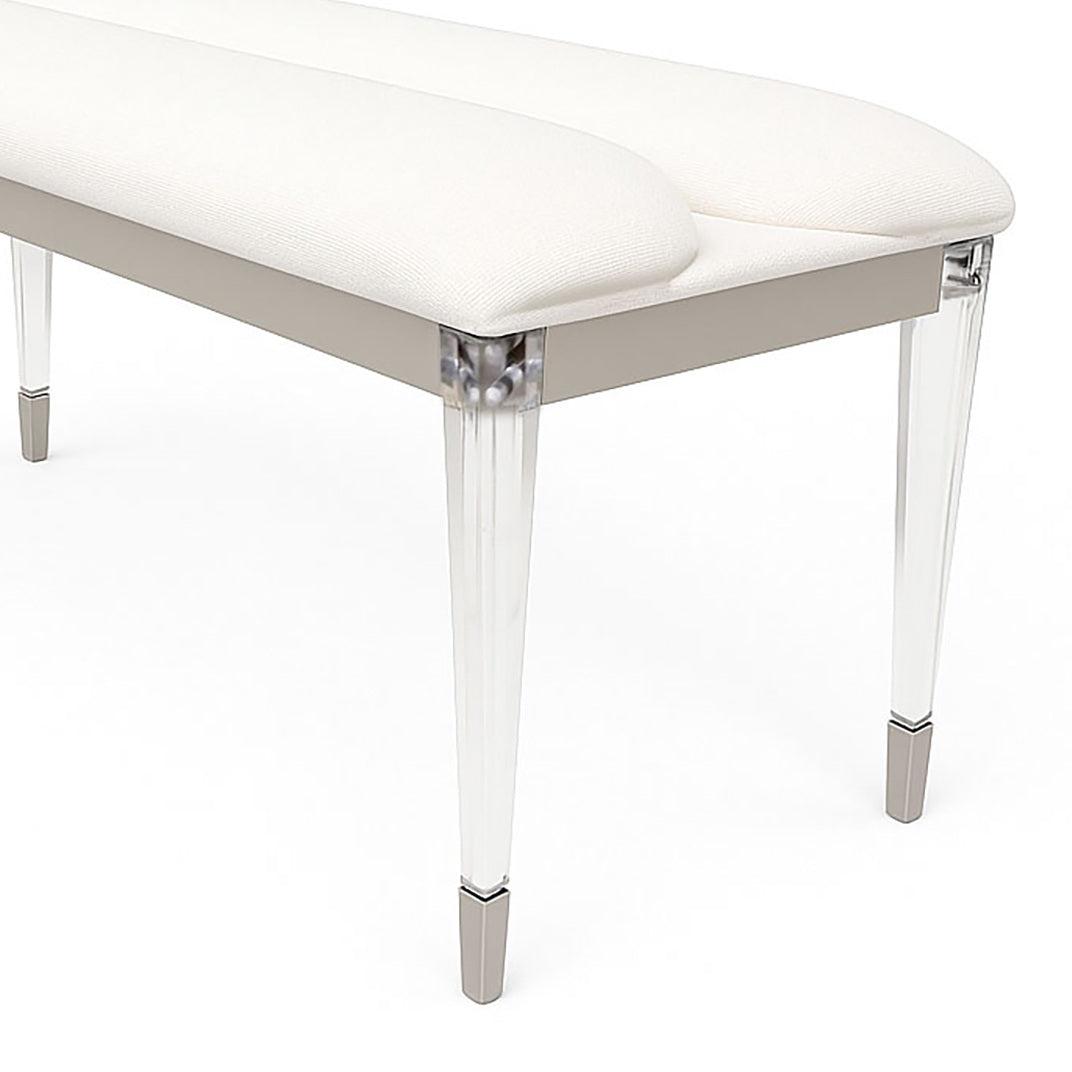 Contemporary Silver 1pc Bench Acrylic Legs Engineered Wood Bedroom Furniture Upholstered Seat Bench