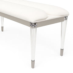Contemporary Silver 1pc Bench Acrylic Legs Engineered Wood Bedroom Furniture Upholstered Seat Bench