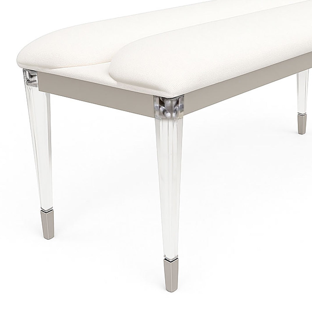 Contemporary Silver 1pc Bench Acrylic Legs Engineered Wood Bedroom Furniture Upholstered Seat Bench
