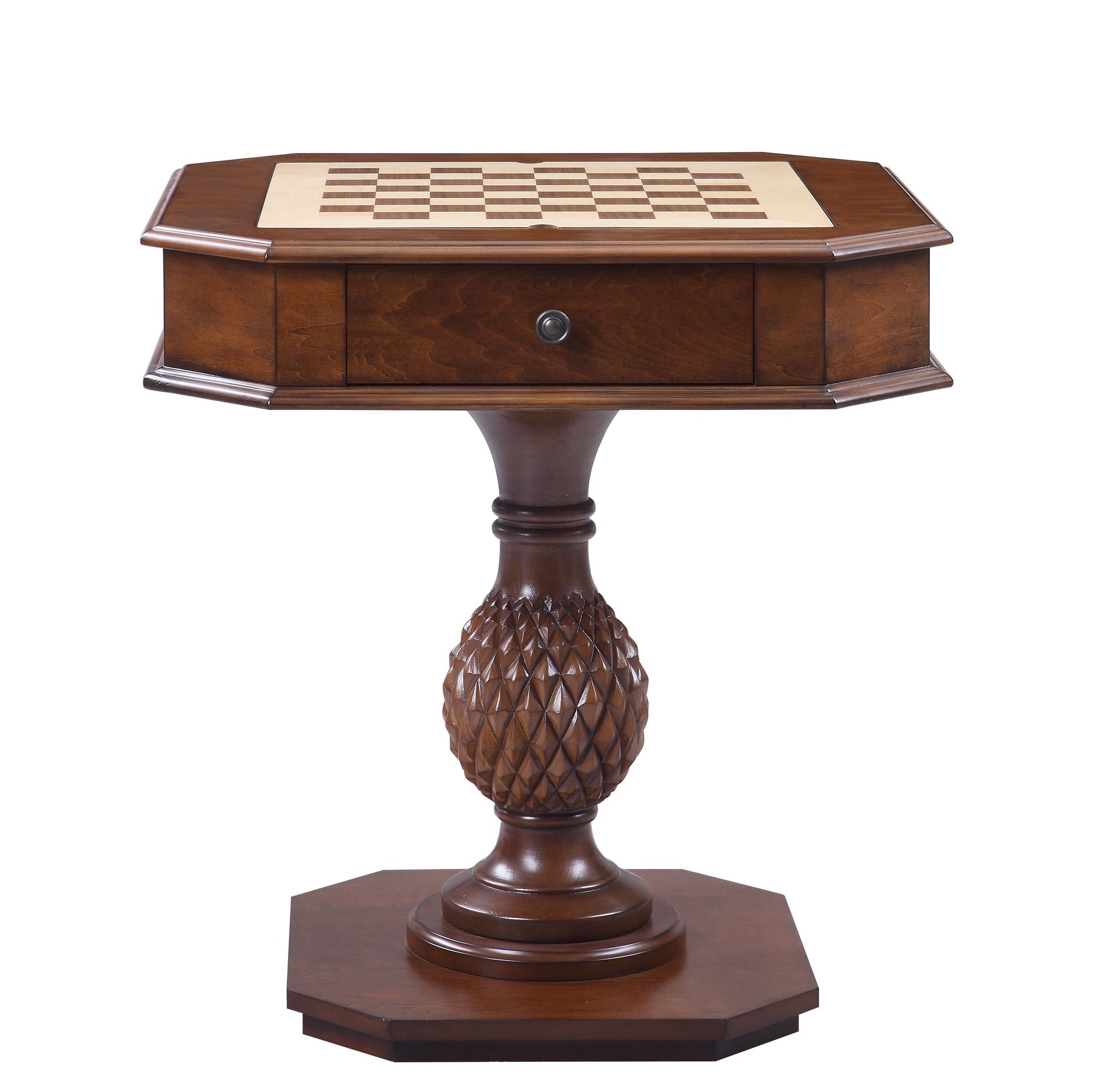 Bishop II Cherry Finish Reversible Chess Checker Game Table w/Game Tray (Chess Fingures Not Included)