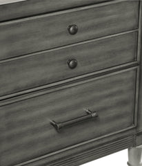 Transitional Style Gray Finish 1pc Dresser of 7 Drawers Dark Bronze Handles Wooden Bedroom Furniture
