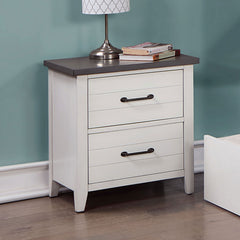 White Color Nightstand Bedroom 1pc Nightstand Solid wood Black Appliance Pull 2-Drawers bedside Table Gray Top, Two Tone Finish