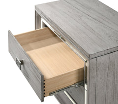 Contemporary 1pc Light Gray Brown Finish 5 Storage Drawer Chest Mirrored Accents Beautiful Solid Wood Wooden Bedroom Furniture