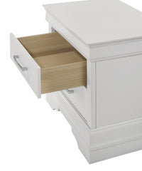 5-Drawer Tall Chest Modern 1pc White Texture Finish Solid Wood Wooden Crystal Tufted Handle Bedroom Home Furniture