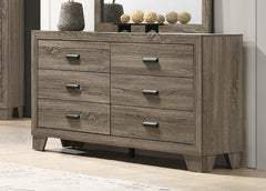 1pc Contemporary 6-Drawer Storage Dresser Metal Hardware Rustic Gray Rustic Finish Wooden Bedroom Furniture