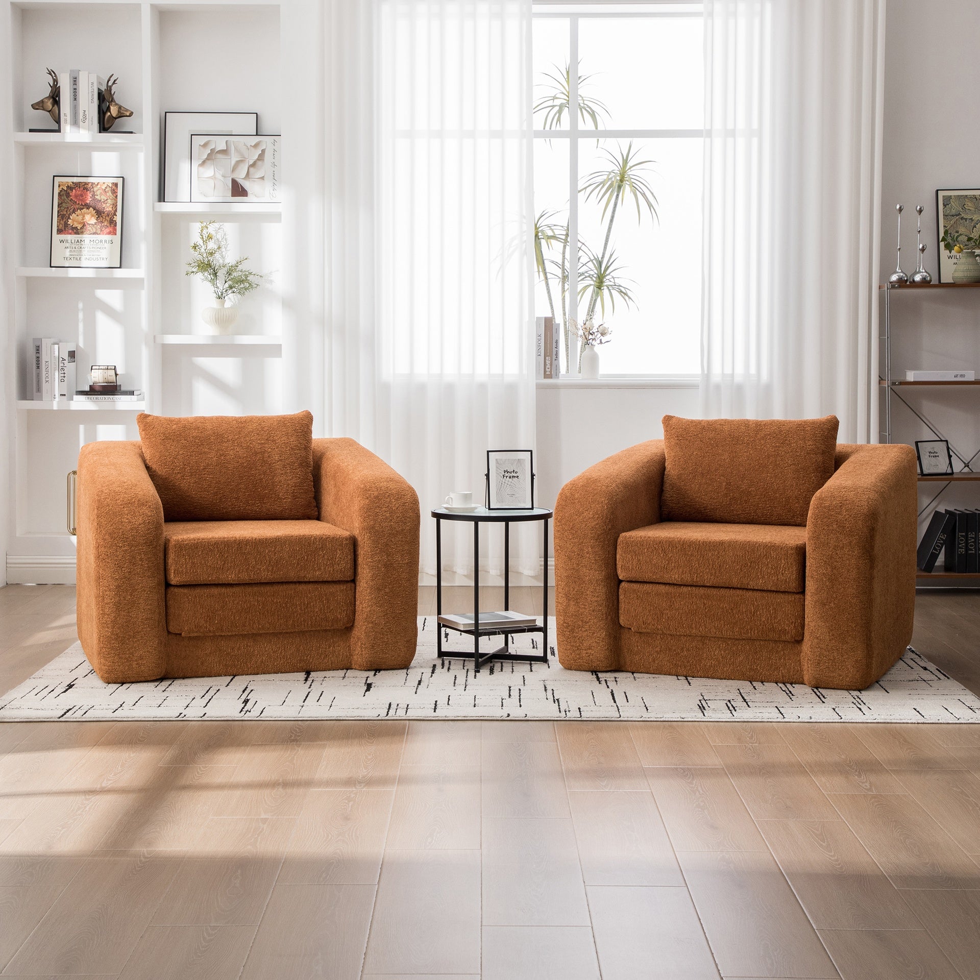 40" Foldable Single Sofa Bed with Armrest & Backrest, Convertible Chenille Boneless Cloud Floor Mattress Sleeper Lounge Accent Chair with Pillow for Apartment Living Room Bedroom Dorm Guestroom,Orange