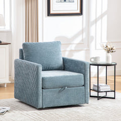 29.5''W Upholstered 360° Swivel Armchair with Hidden Storage, Comfy Diamond-Shape Tufted Armrests Accent Square Club Chair Single Sofa with Pillow for Living Room, Bedroom,Reading Nook,Corner, Blue