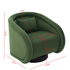 Swivel Accent Chair, 360-degree Swivel Barrel Chair with Velvet Fabric Upholstery, Comfy Pumpkin-Shaped Swivel Chair for Living Room, Bedroom, or Office