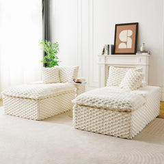 White Turtle Velvet Double Chaise Lounge, Multifunctional Lazy Sofa with Full Compressed Sponge, Capable of Side - by - Side or Face - to - Face Arrangement