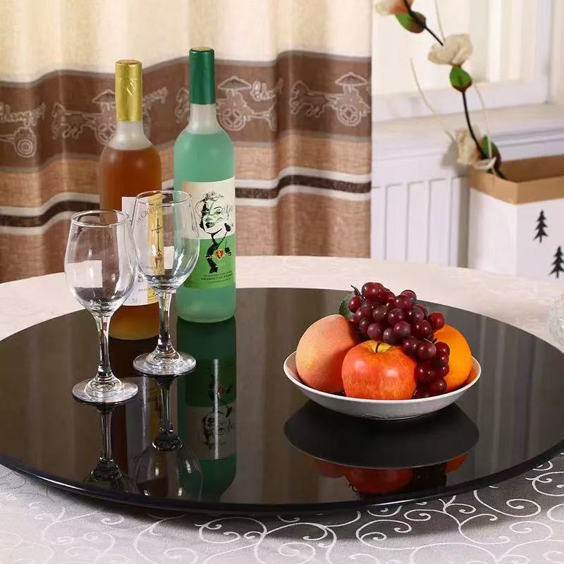 Black Painting Tempered Glass Top 23.6 INCH Rouund Glass Table Top 3/10INCH Thickness