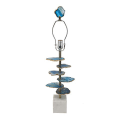 15x29.5" Blue and White Agate Slice Table Lamp with Marble Base