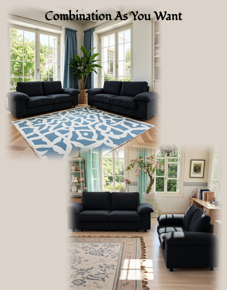 FX-P20M-2S-BK (2.5S SOFA)78.74Black Velvet Compact Sofa with Hidden Storage, 2-Seater Loveseat Space-Saving Couch for Small Apartment and Studio Living