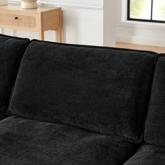 Modern Home Living Room L-Shaped Sectional Sofa Couches with Ottoman, Convertible Oversized 4 Seater Couch Towel Fabric, Black