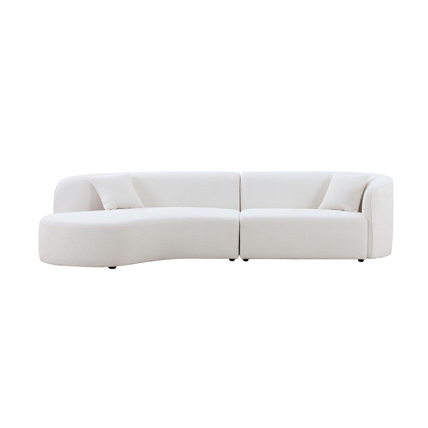 Luxury Modern Style Living Room Upholstery Curved Sofa with Chaise 2-Piece Set, Left Hand Facing Sectional,  Boucle Couch, White(Same Sku:W876S00303)
