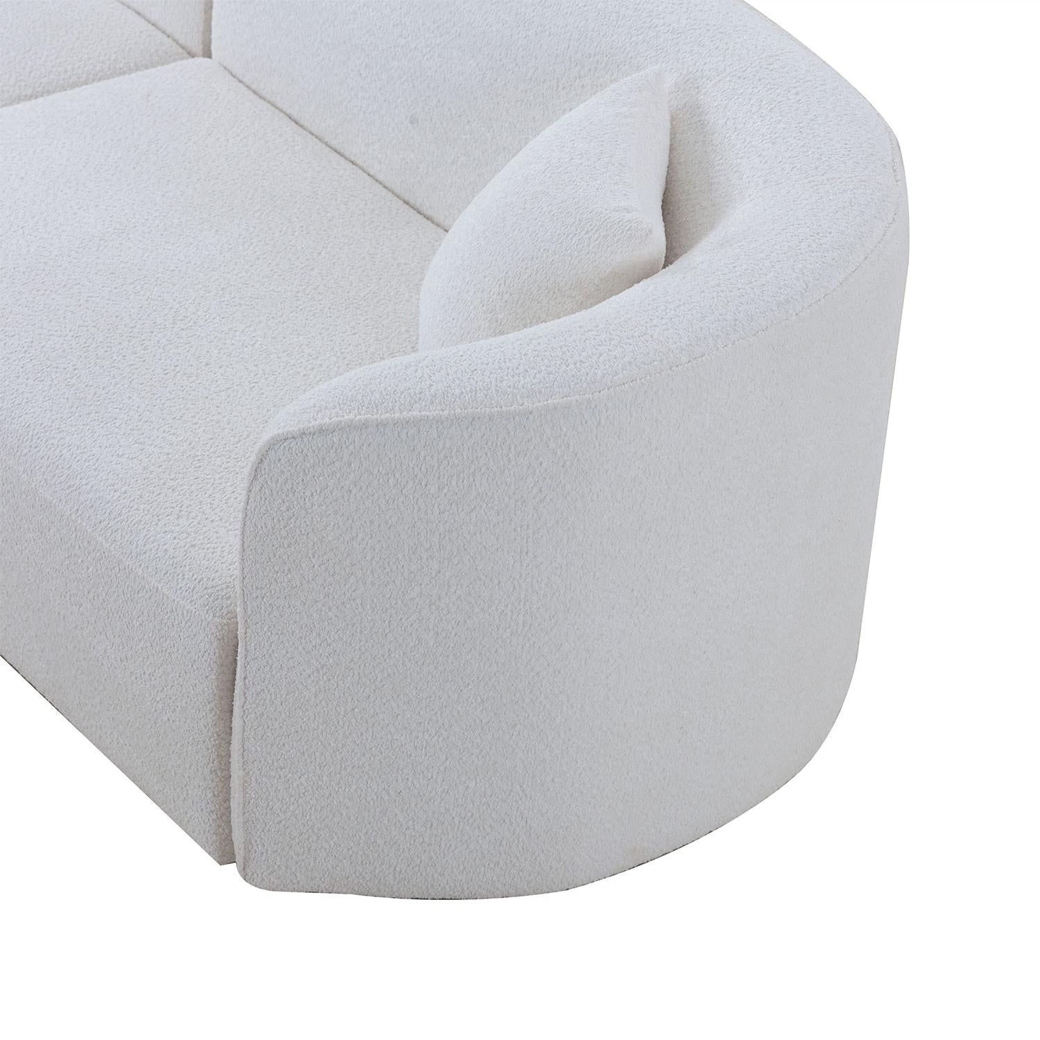 Luxury Modern Style Living Room Upholstery Curved Sofa with Chaise 2-Piece Set, Left Hand Facing Sectional,  Boucle Couch, White(Same Sku:W876S00303)