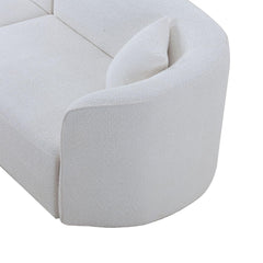 Luxury Modern Style Living Room Upholstery Curved Sofa with Chaise 2-Piece Set, Left Hand Facing Sectional,  Boucle Couch, White(Same Sku:W876S00303)