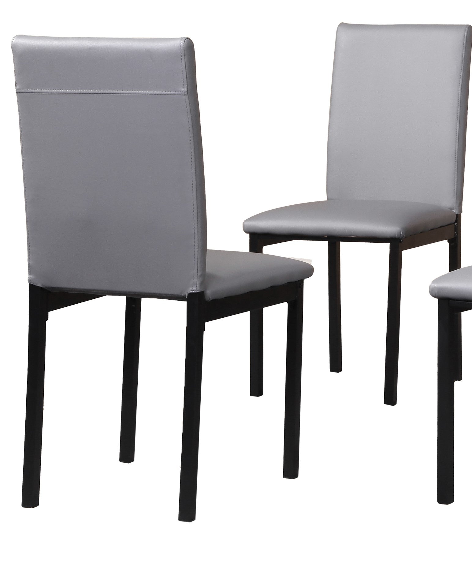Noyes Faux Leather Seat Metal Frame Dining Chairs, Set of 4, Gray