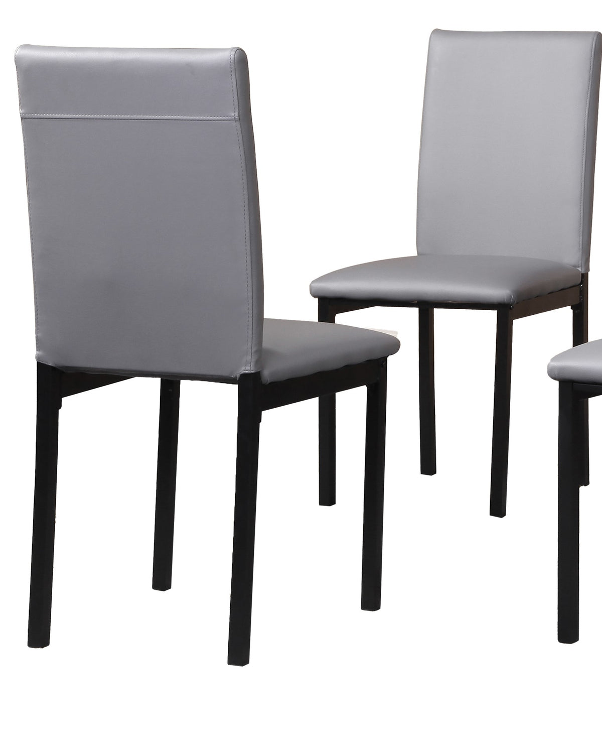 Noyes Faux Leather Seat Metal Frame Dining Chairs, Set of 4, Gray