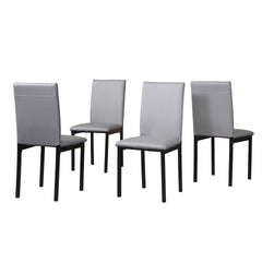 Noyes Faux Leather Seat Metal Frame Dining Chairs, Set of 4, Gray