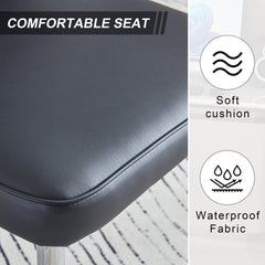 Modern minimalist dining chairs, black PU leather curved backrest and seat cushions, electroplated metal chair legs, suitable for restaurants, bedrooms, and living rooms. A set of 6 chairs.