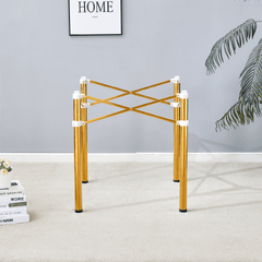 Only Table Leg.Simple Golden Stainless Steel Folding Table Frame - Multifunctional, Space-Saving.Folding Table Frame,Golden Stainless Steel Material,5.5*5.5*28.7~26.3*26.3*28.7 Inch.