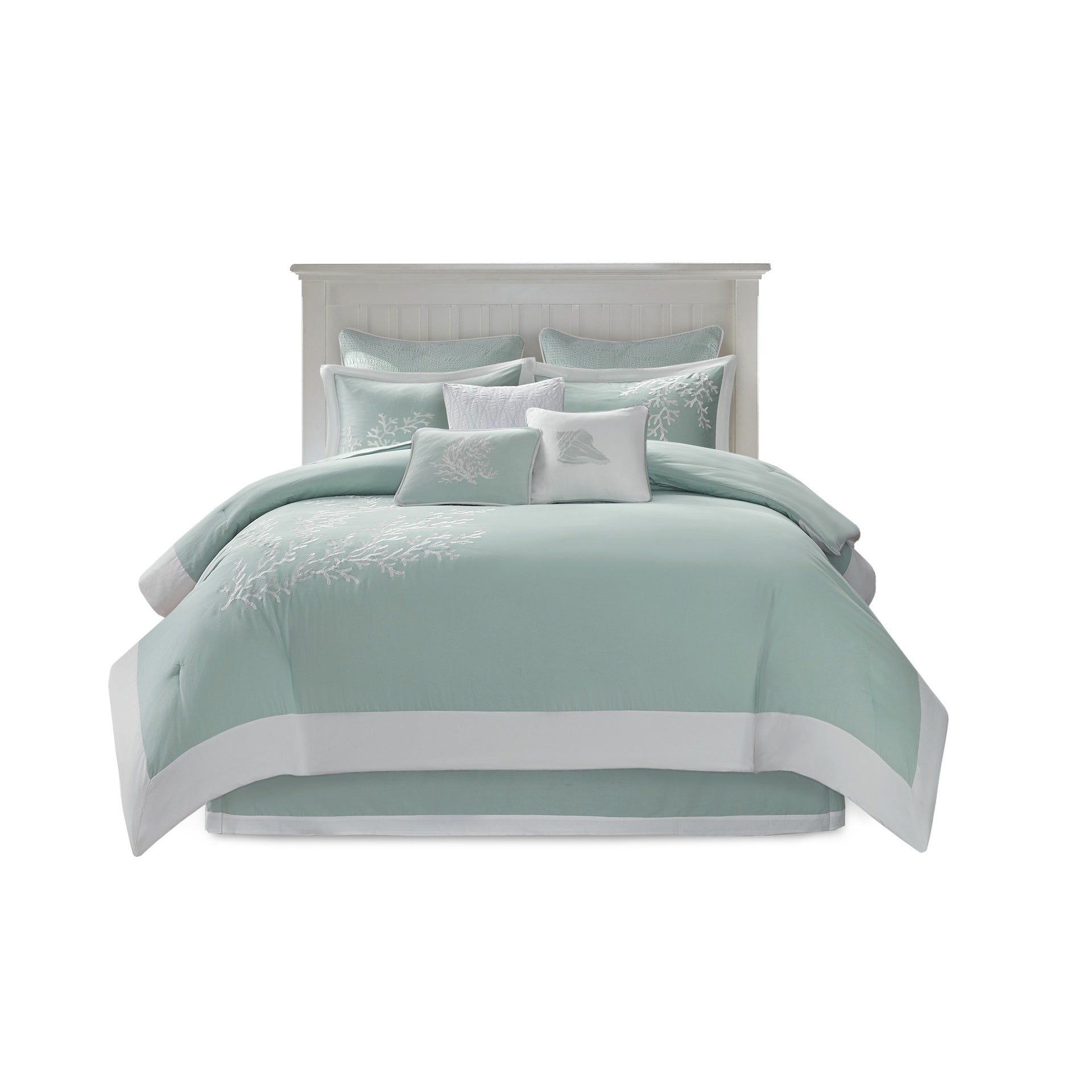 Oversized Cotton Jacquard Comforter Set Aqua Full