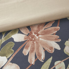8 Piece Cotton Comforter Set Navy Cal King