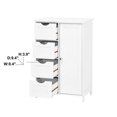 White Bathroom Storage Cabinet, Floor Cabinet with Adjustable Shelf and Drawers