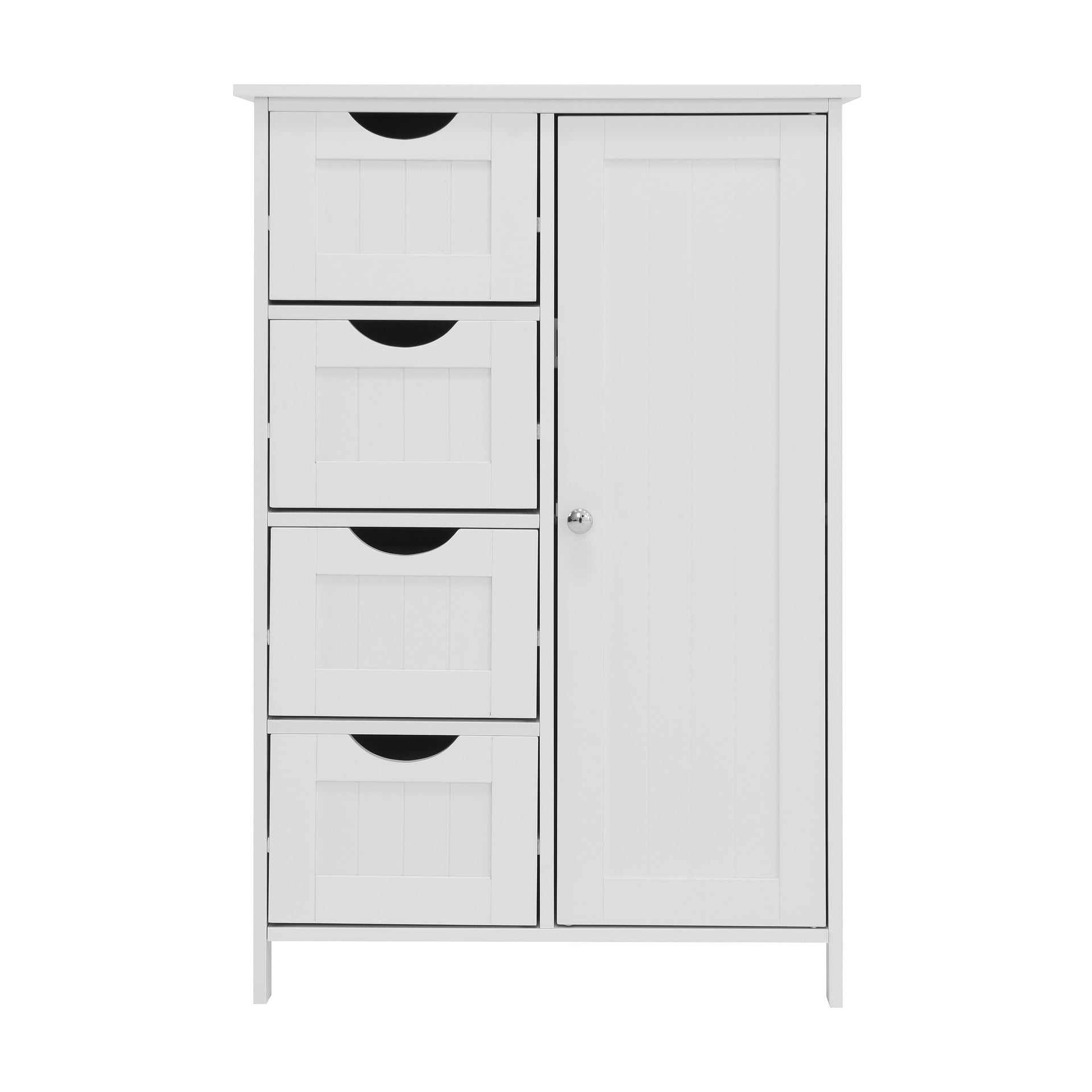 White Bathroom Storage Cabinet, Floor Cabinet with Adjustable Shelf and Drawers