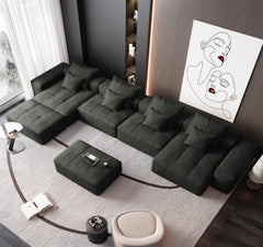 Modern Oversized Modular Sectional Sofa,Sparkling Chenille Fabric Soft Cushion Sofa with 8 Pillows,8 PCS DIY Combination Tufted Sofa,No Assembly Required,BLACK