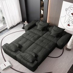 Modern Oversized Modular Sectional Sofa,Sparkling Chenille Fabric Soft Cushion Sofa with 8 Pillows,8 PCS DIY Combination Tufted Sofa,No Assembly Required,BLACK