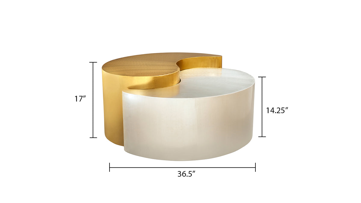 YING YANG Modern & Contemporary Style Coffee Table Made with Iron Sheet Frame in Gold & Silver  same as B009140741 ( CA inventory)