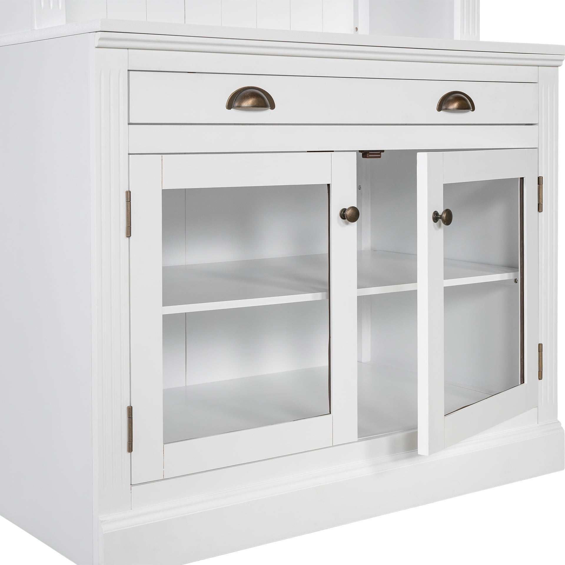 83.4"Tall Bookshelf Suite with LED Lighting, Modern Bookcases with Glass Doors and Drawers,2-Piece Set Storage Bookcase Suite with Open Shelves for Living Room,Home Office,White