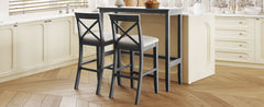 TOPMAX Farmhouse 48"Rectangular Wood Bar Height Dining Set Kitchen Breakfast Nook with 2 Chairs for Small Places,Gray+Beige