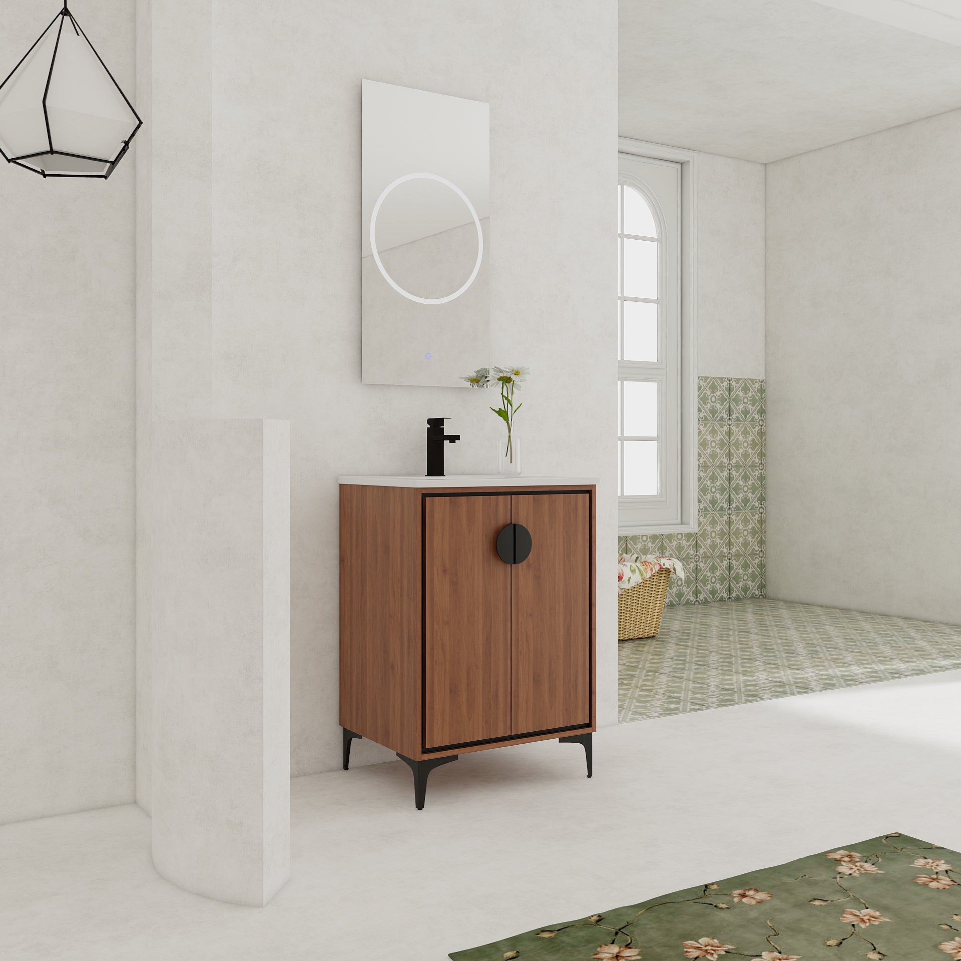 24'' Bathroom Vanity with Top Sink, Modern Bathroom Storage Cabinet with 2 Soft Closing Doors, Single Sink Bathroom Vanity