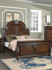 Traditional Style 1pc Queen Size Bed Panel Headboard And Footboard Brown Finish Bedroom Furniture