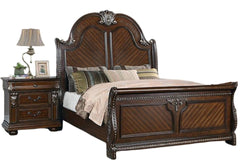 Traditional Style 1pc Queen Size Bed Panel Headboard And Footboard Brown Finish Bedroom Furniture