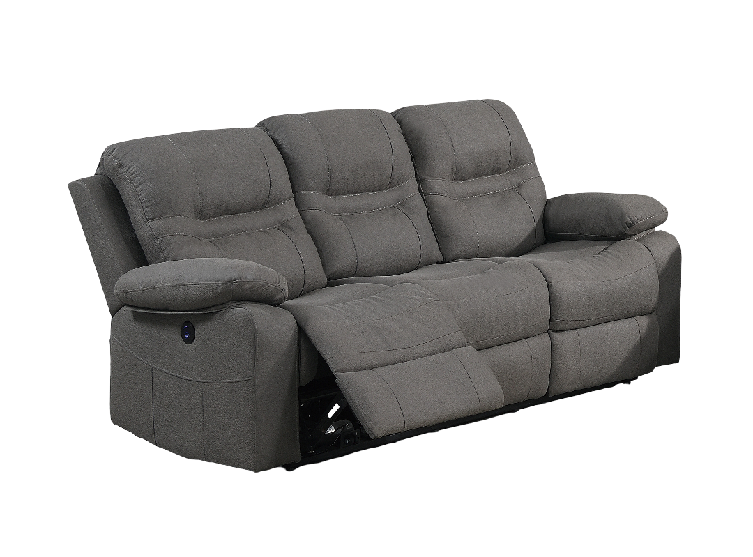 1pc Power Reclining Sofa Built In USB Port Pillow Arms Supportive Headrest Slate Blue Finish Primary Living Room Furniture